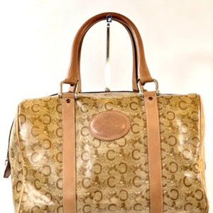 Vintage Céline CELINE C Macadam Horse Carriage Hand Bag Beige PVC Leather